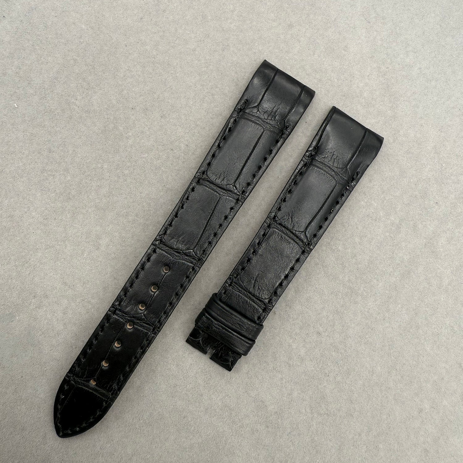 Compatible with Ulysse Nardin Marine Series Curved End ALLIGATOR Strap