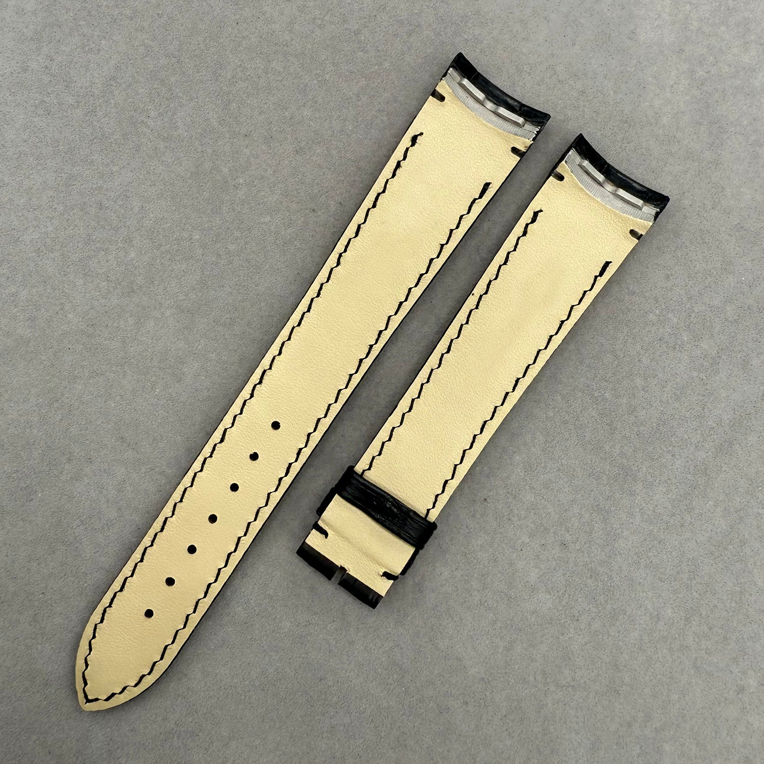 Compatible with Ulysse Nardin Marine Series Curved End ALLIGATOR Strap