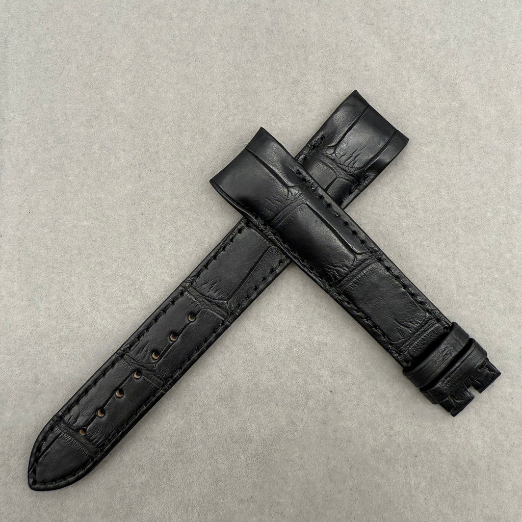 Compatible with Ulysse Nardin Marine Series Curved End ALLIGATOR Strap
