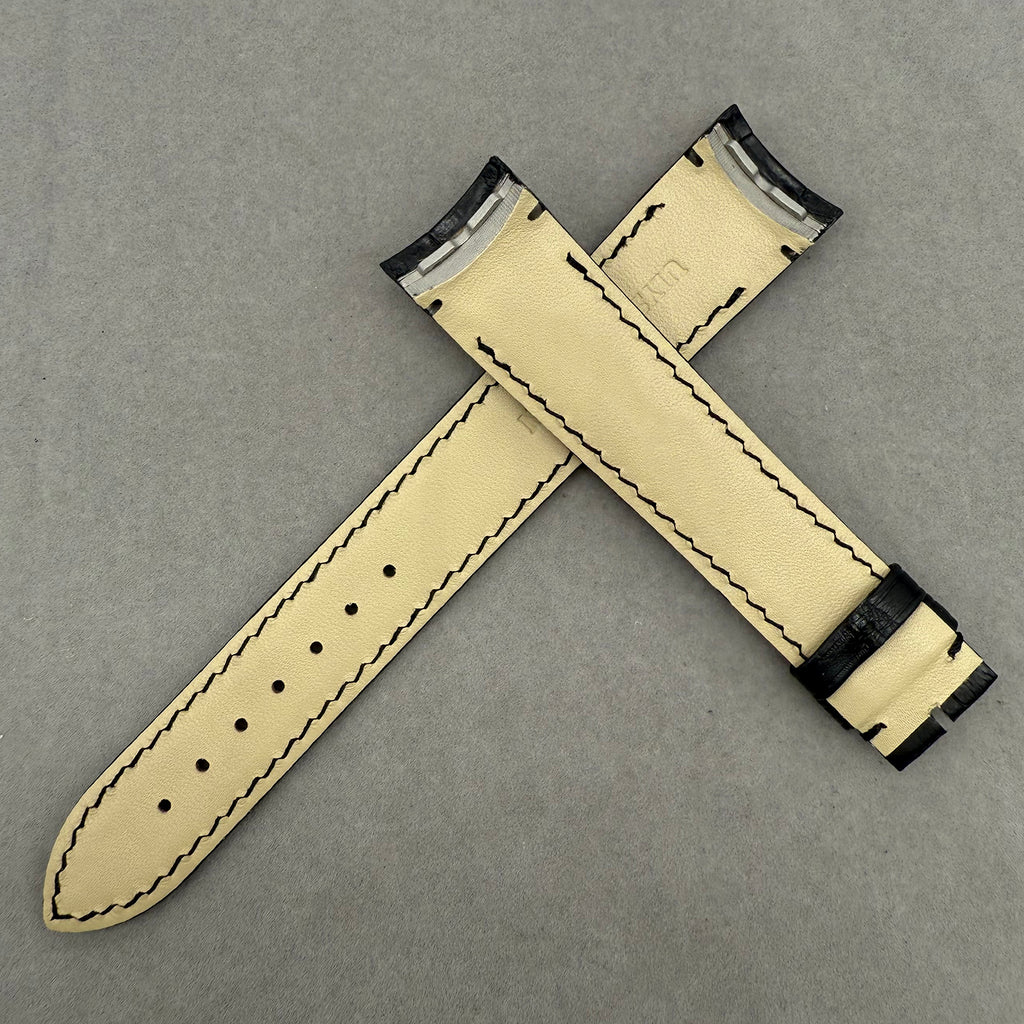 Compatible with Ulysse Nardin Marine Series Curved End ALLIGATOR Strap