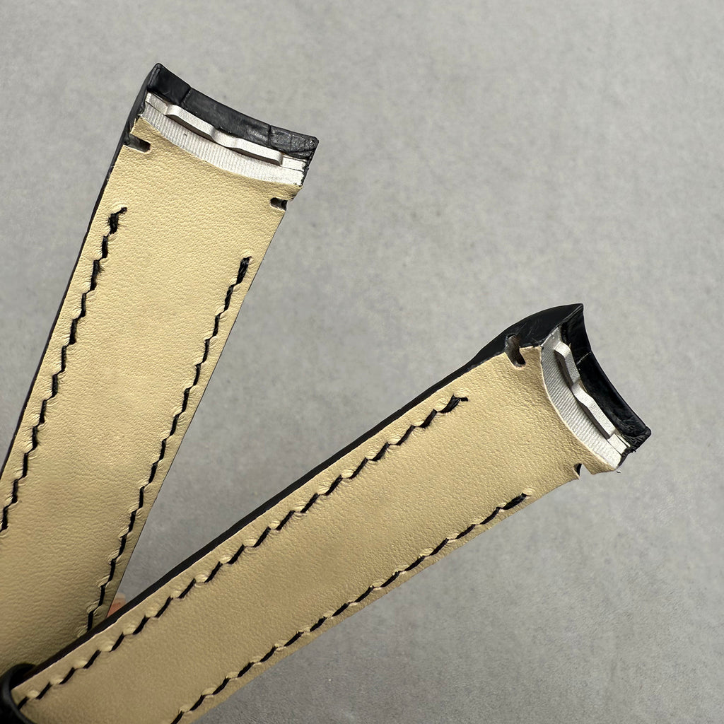 Compatible with Ulysse Nardin Marine Series Curved End ALLIGATOR Strap