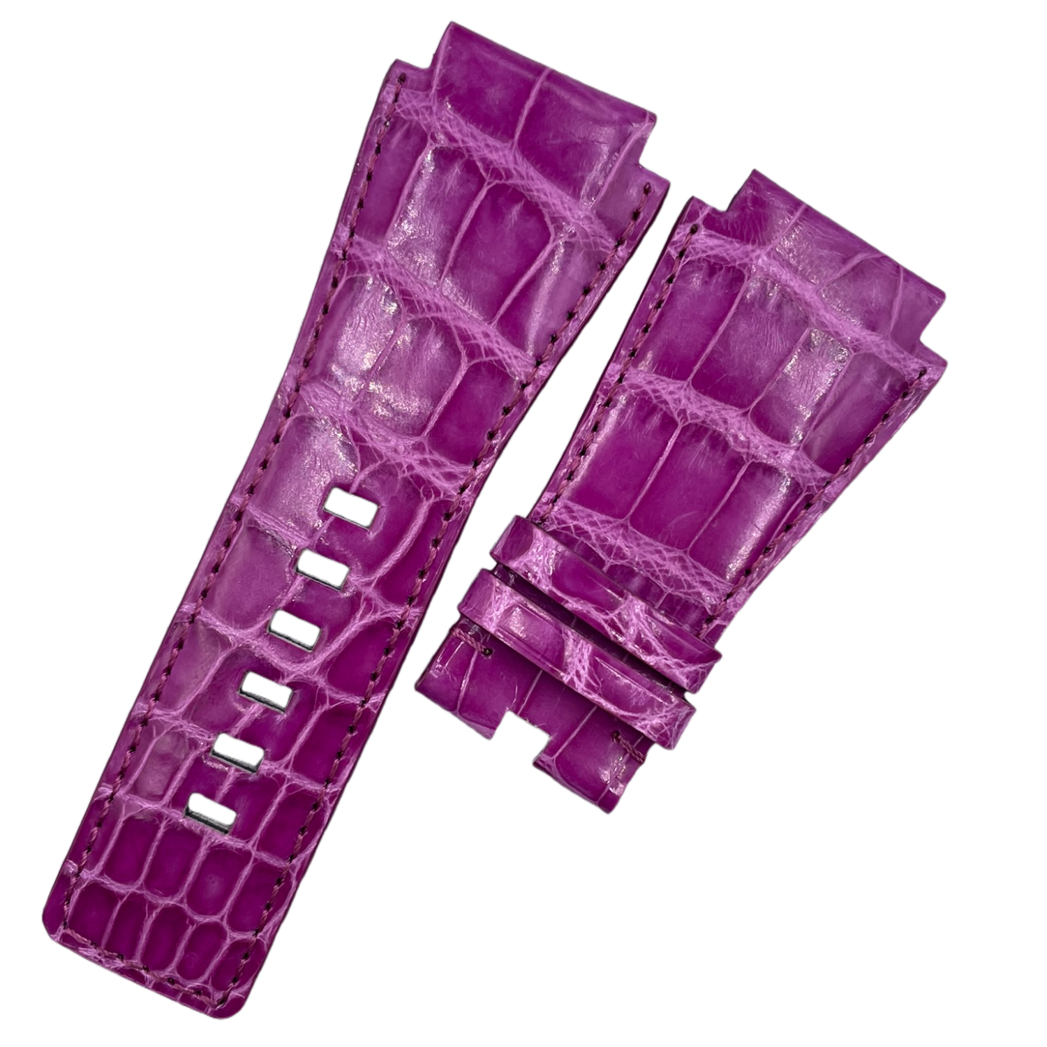 Custom Handcrafted PURPLE ALLIGATOR Strap with Domed Tip for Bell &amp; Ross