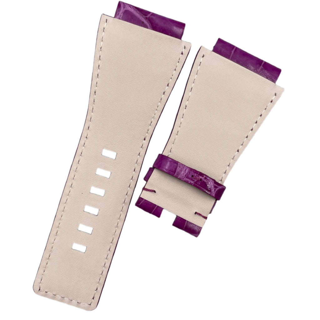 Custom Handcrafted PURPLE ALLIGATOR Strap with Domed Tip for Bell &amp; Ross
