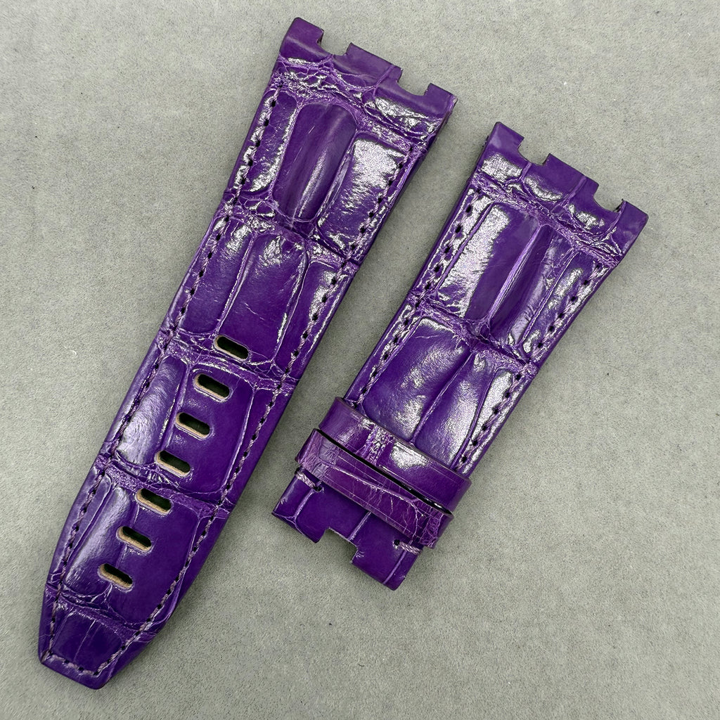 Compatible with Audemars Piguet Royal Oak 26400 Purple ALLIGATOR Strap Handmade Custom