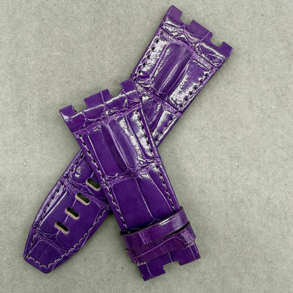 Compatible with Audemars Piguet Royal Oak 26400 Purple ALLIGATOR Strap Handmade Custom