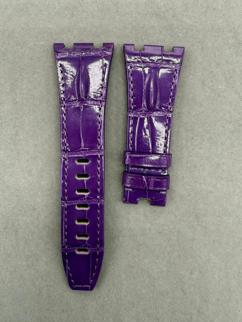 Compatible with Audemars Piguet Royal Oak 26400 Purple ALLIGATOR Strap Handmade Custom