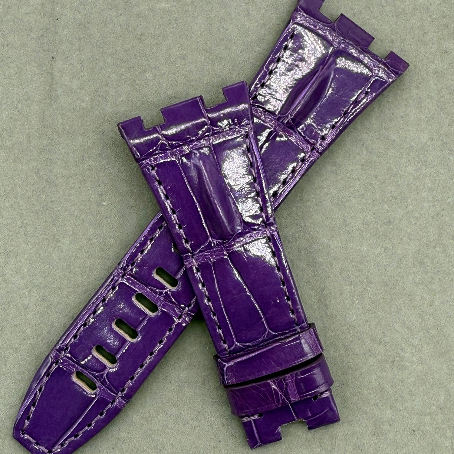 Compatible with Audemars Piguet Royal Oak 26400 Purple ALLIGATOR Strap Handmade Custom