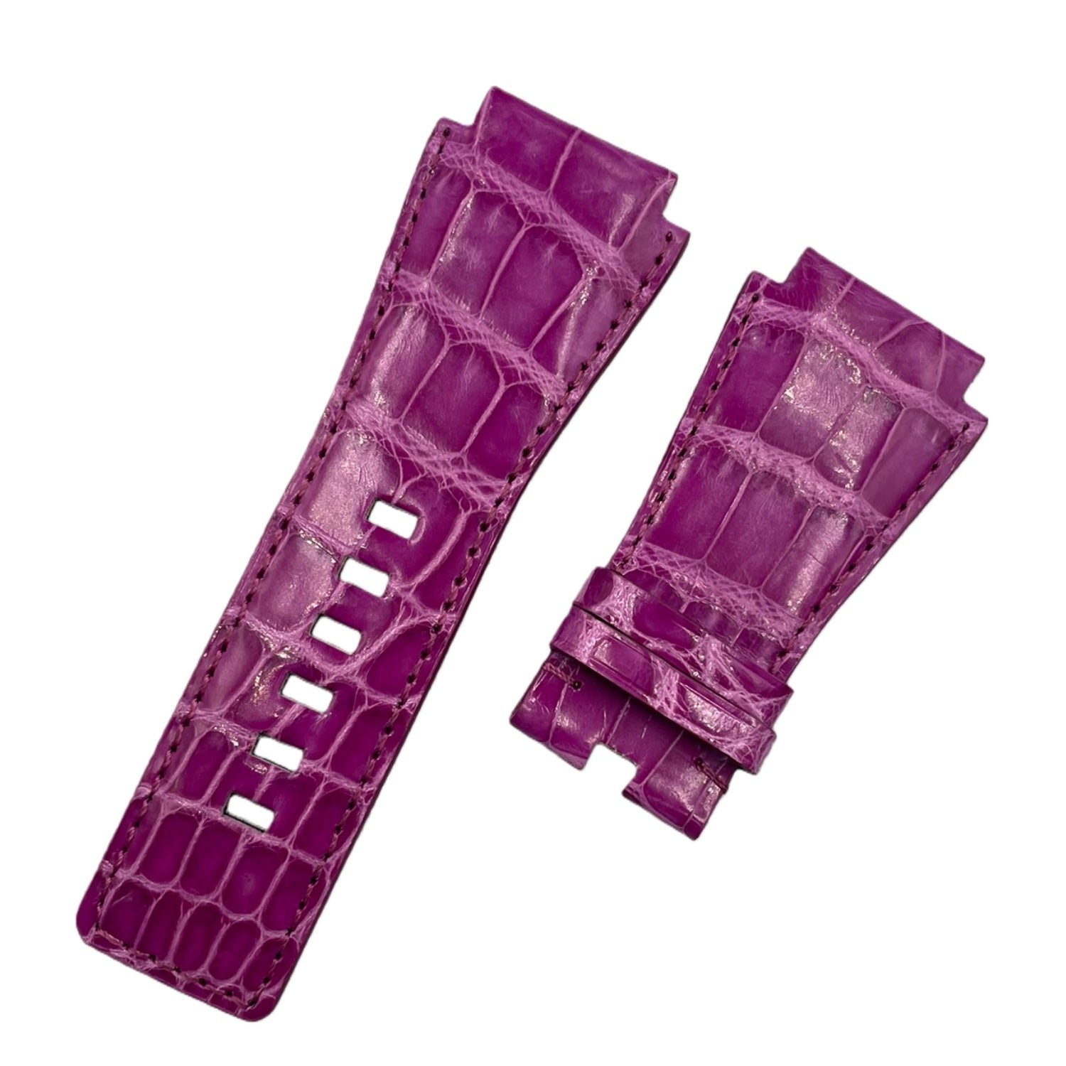Custom Handcrafted PURPLE ALLIGATOR Strap with Domed Tip for Bell &amp; Ross