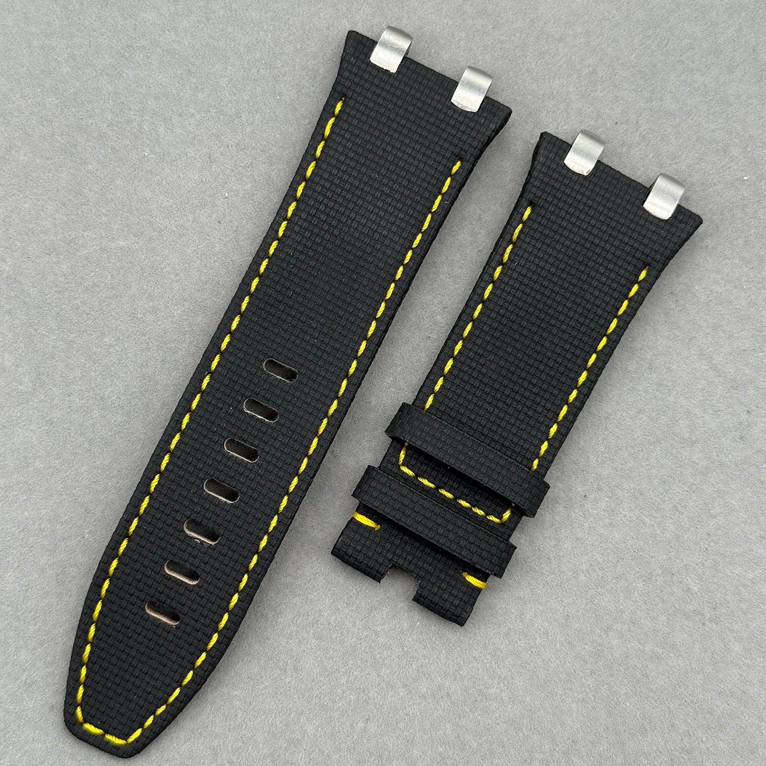 Compatible with Audemars Piguet Royal Oak 26400 Black Nylon Pattern Fluororubber Strap Handmade Custom