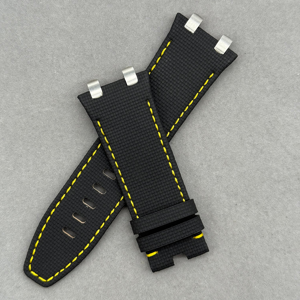 Compatible with Audemars Piguet Royal Oak 26400 Black Nylon Pattern Fluororubber Strap Handmade Custom