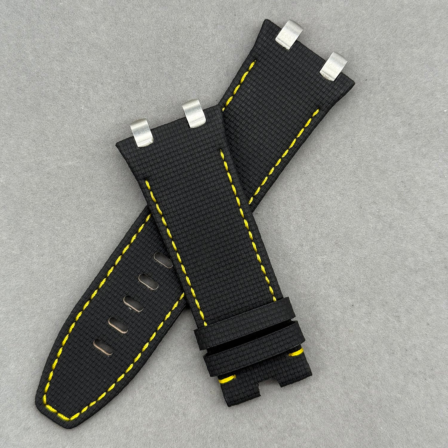 Compatible with Audemars Piguet Royal Oak 26400 Black Nylon Pattern Fluororubber Strap Handmade Custom