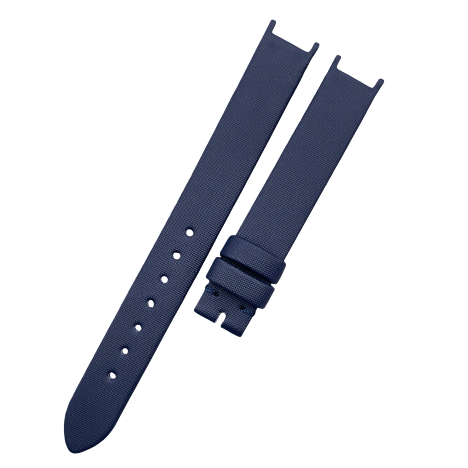 Custom Handmade Black & Blue Silk & Leather Watch Strap with Concave Cut for Van Cleef & Arpels VCA22000 Series