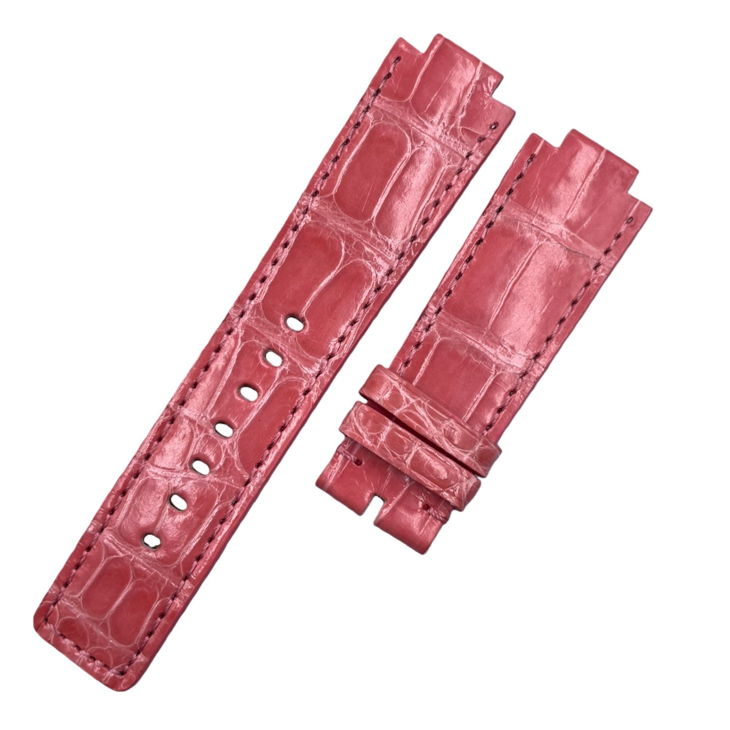 Fits LV Smart Watch Glossy Red ALLIGATOR Handmade Custom Genuine Leather Quick-Release Watch Strap