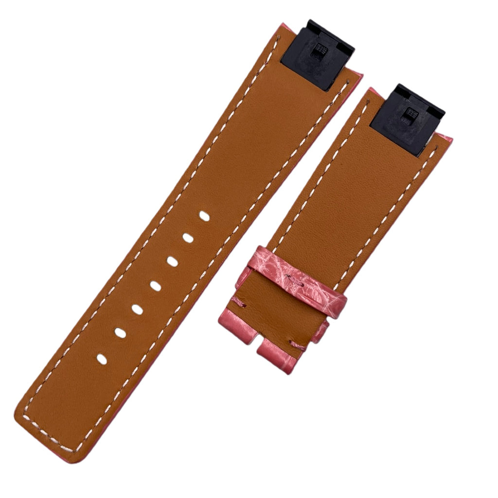 Fits LV Smart Watch Glossy Red ALLIGATOR Handmade Custom Genuine Leather Quick-Release Watch Strap