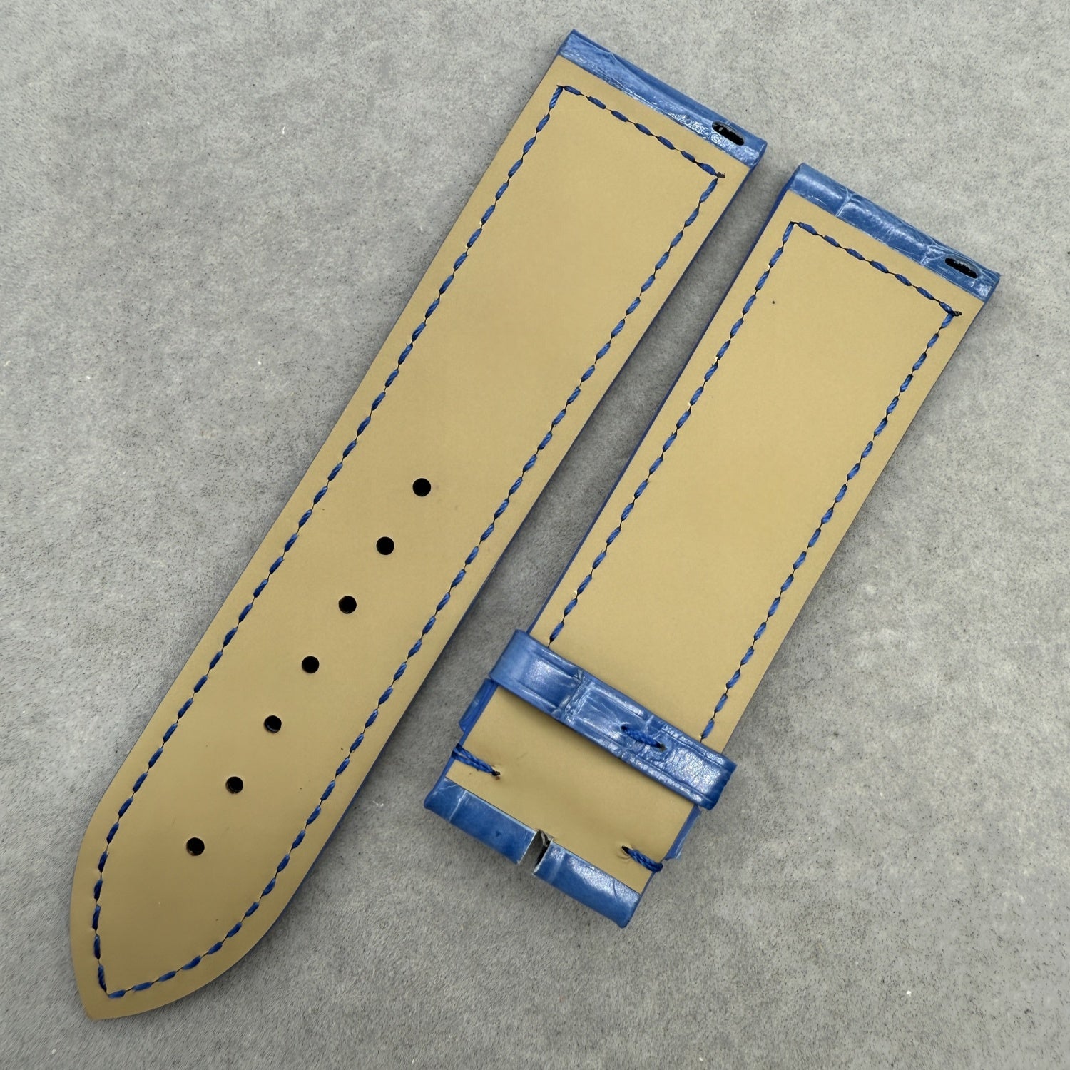 Custom Handmade Sky Blue Alligator Leather Watch Strap for Franck Muller 6000K SC DT R D CD Series