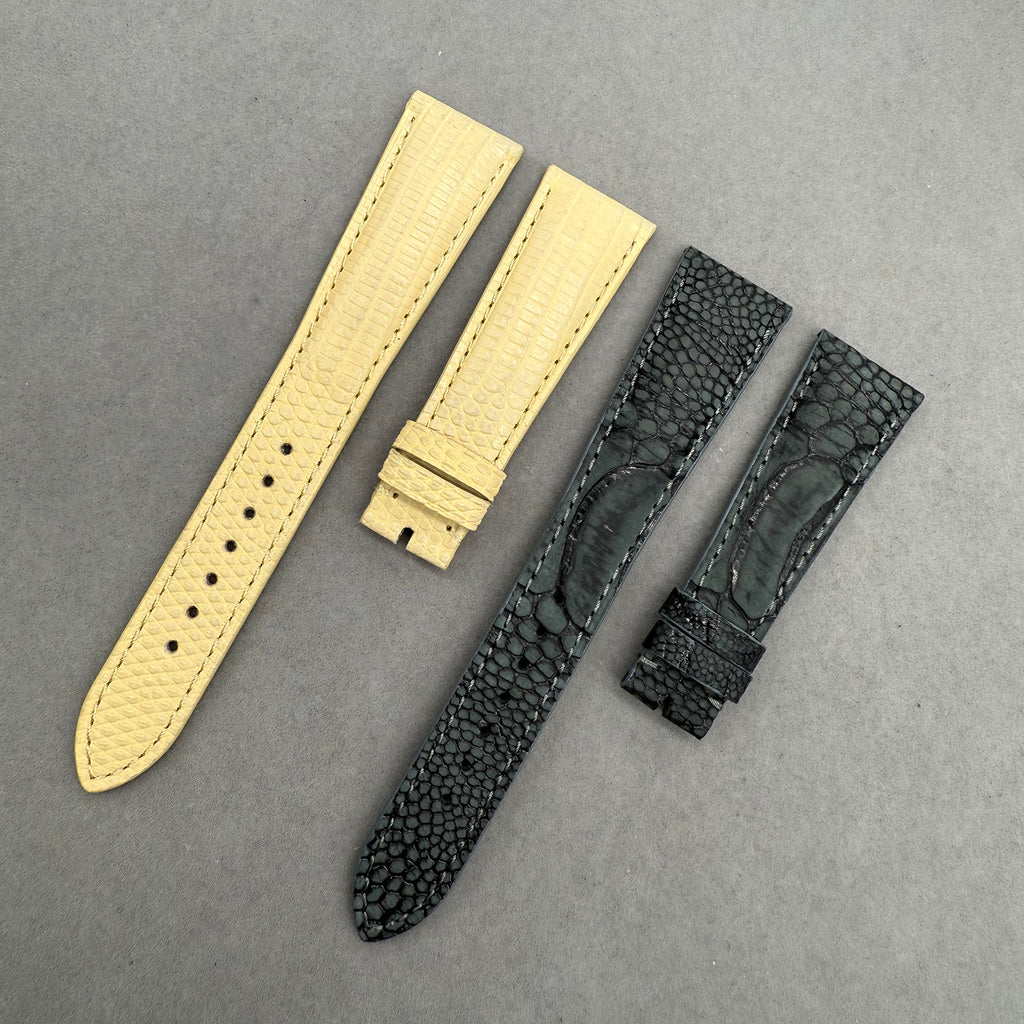 Compatible with Patek Philippe Dark Grey Ostrich Leather Strap Handmade Custom Strap