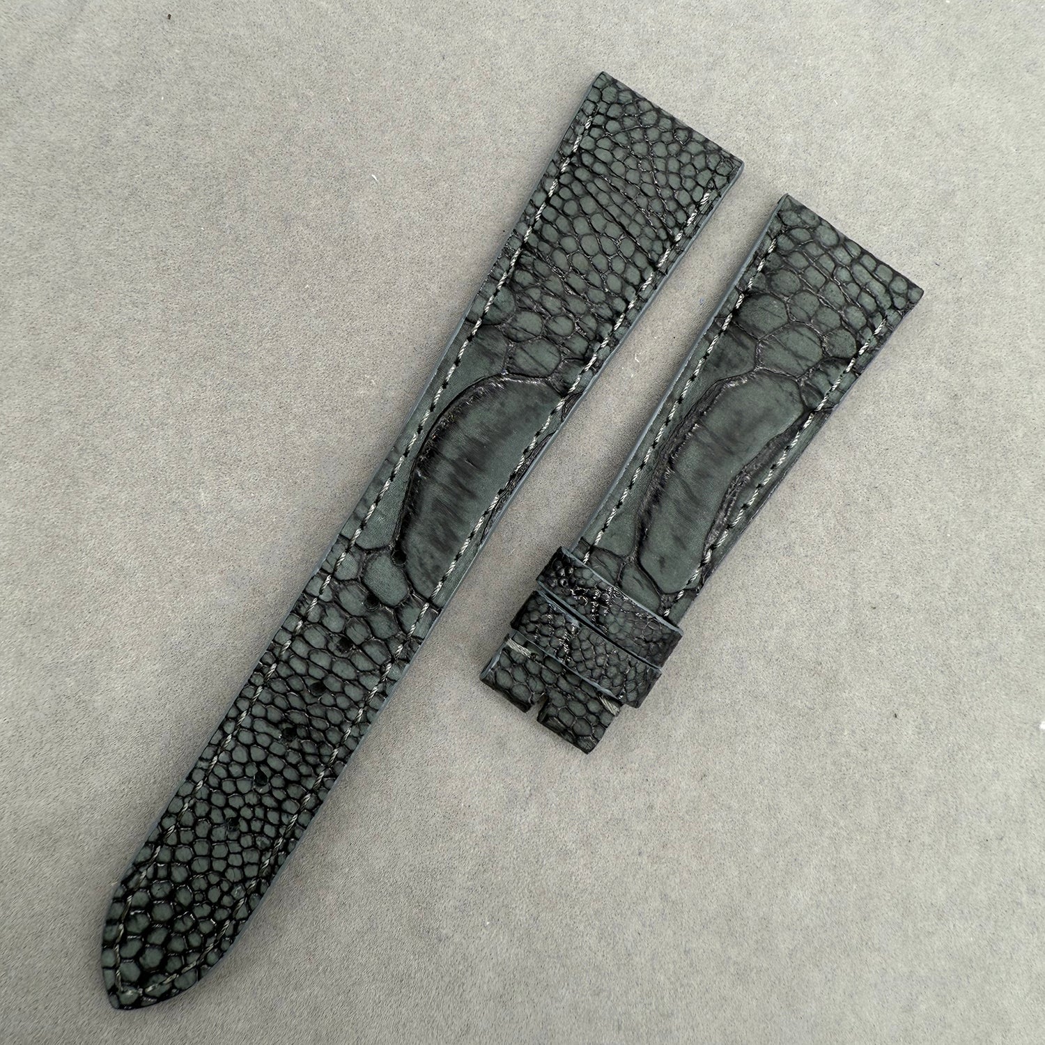 Compatible with Patek Philippe Dark Grey Ostrich Leather Strap Handmade Custom Strap