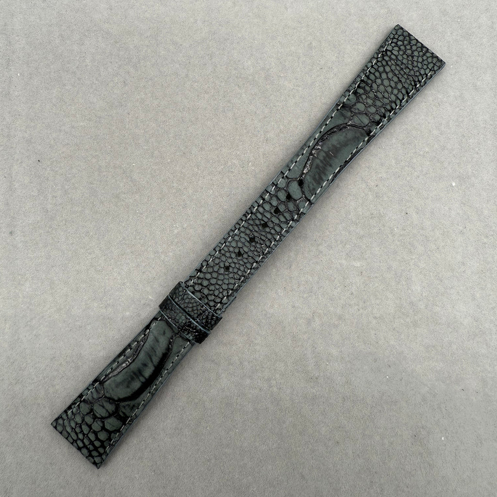 Compatible with Patek Philippe Dark Grey Ostrich Leather Strap Handmade Custom Strap