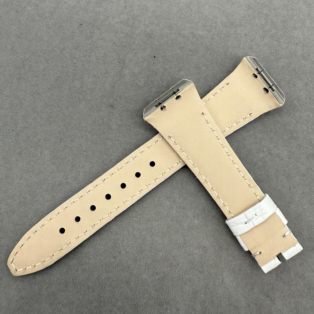 Compatible with Franck Muller V32 White ALLIGATOR Strap Handmade Custom Strap