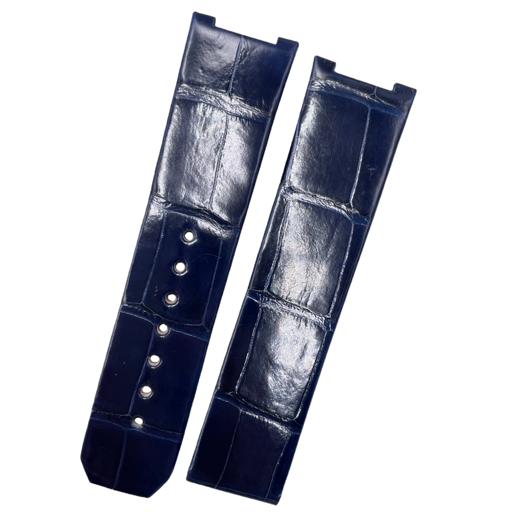 Custom Handmade Glossy Blue Alligator Leather Watch Strap for OMEGA Constellation (35.5mm Case, 23-Notch, Model: 23)