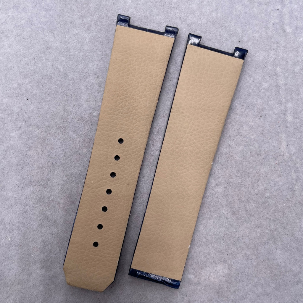 Custom Handmade Glossy Blue Alligator Leather Watch Strap for OMEGA Constellation (35.5mm Case, 23-Notch, Model: 23)
