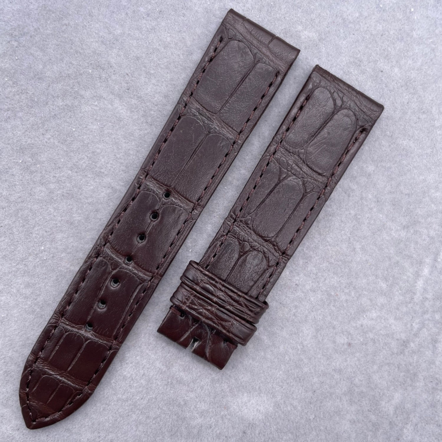 Custom Handmade Brown Alligator Leather Watch Strap with Concave Cut for Jaeger-LeCoultre Reverso Q3738420