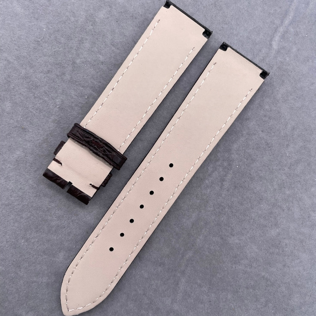 Custom Handmade Brown Alligator Leather Watch Strap with Concave Cut for Jaeger-LeCoultre Reverso Q3738420