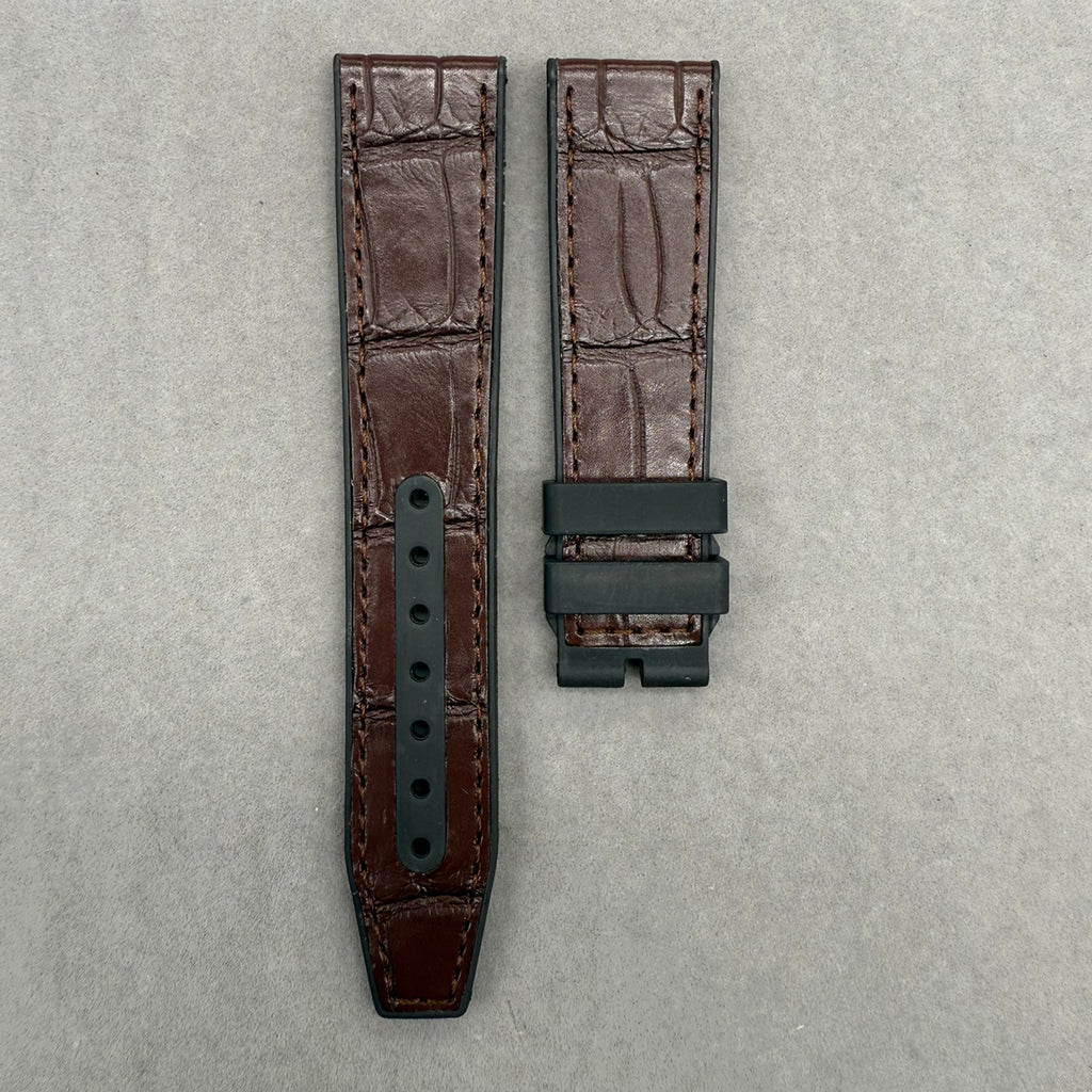 Fits IWC Pilot IW388116 IW388117 IW378009 IW328106 ALLIGATOR Leather with Rubber Lining Watch Strap