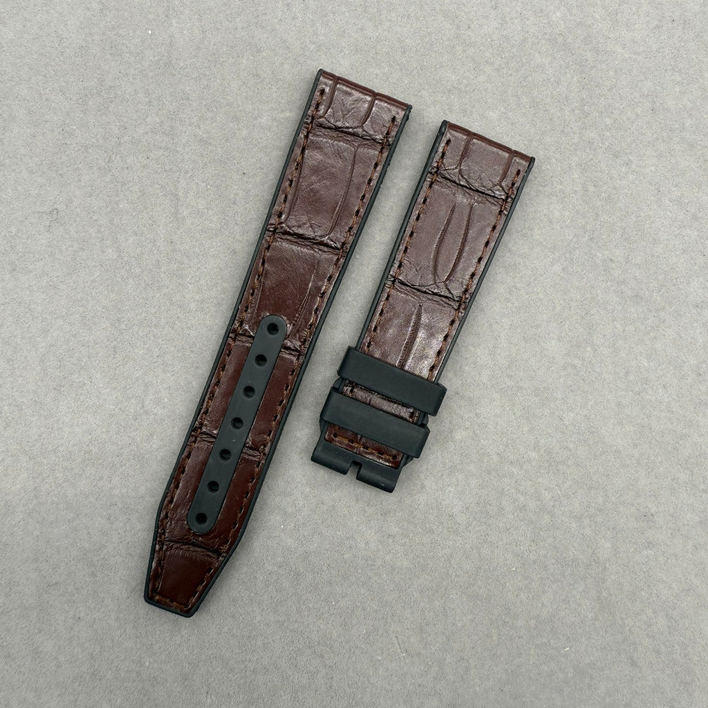 Fits IWC Pilot IW388116 IW388117 IW378009 IW328106 ALLIGATOR Leather with Rubber Lining Watch Strap