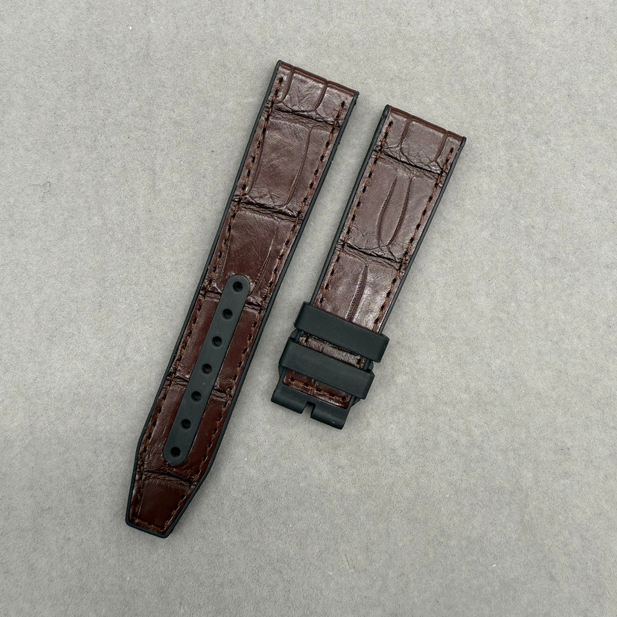 Fits IWC Pilot IW388116 IW388117 IW378009 IW328106 ALLIGATOR Leather with Rubber Lining Watch Strap
