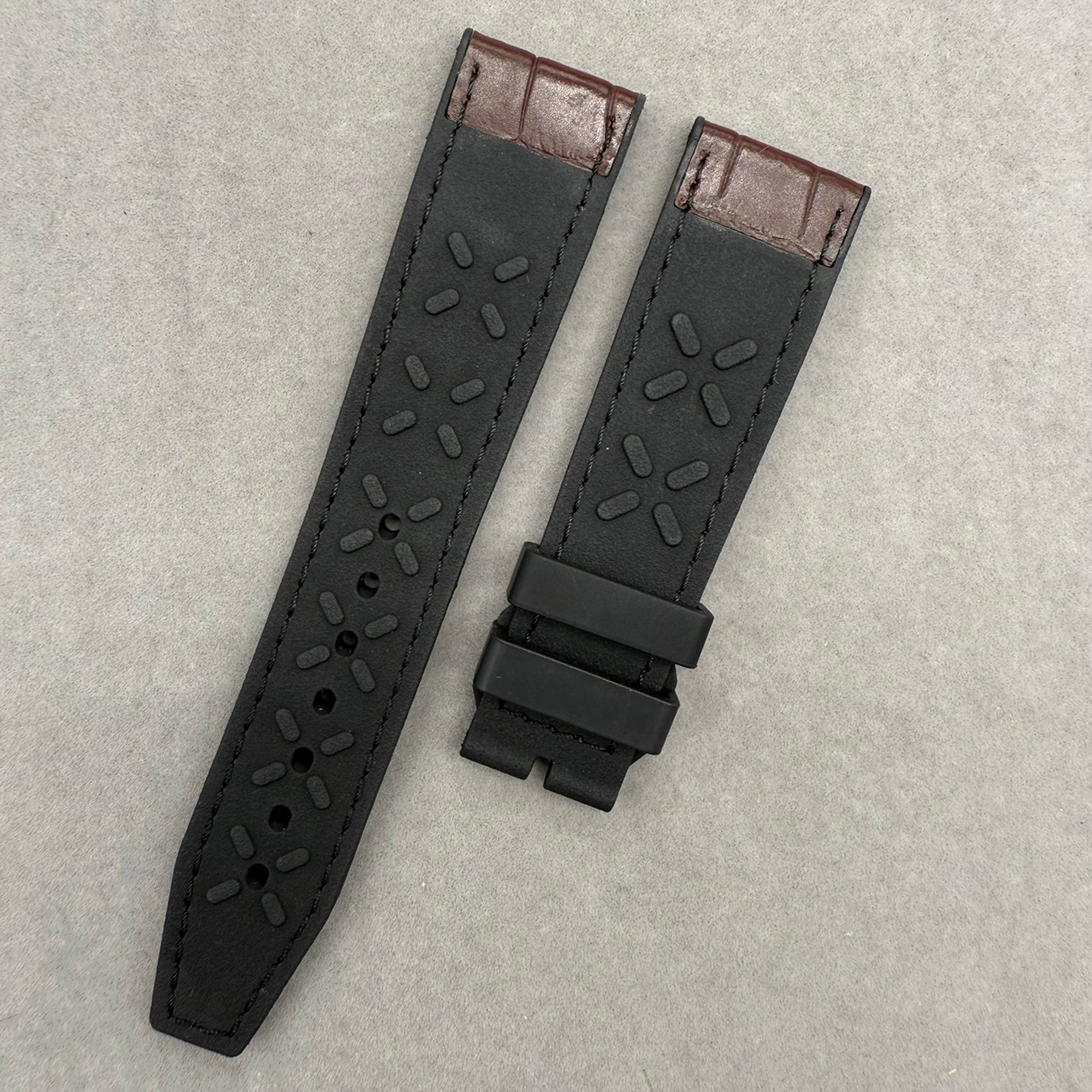 Fits IWC Pilot IW388116 IW388117 IW378009 IW328106 ALLIGATOR Leather with Rubber Lining Watch Strap