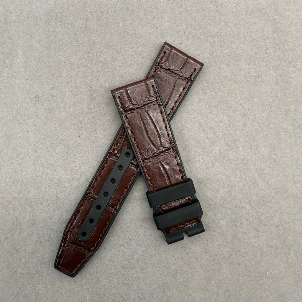Fits IWC Pilot IW388116 IW388117 IW378009 IW328106 ALLIGATOR Leather with Rubber Lining Watch Strap