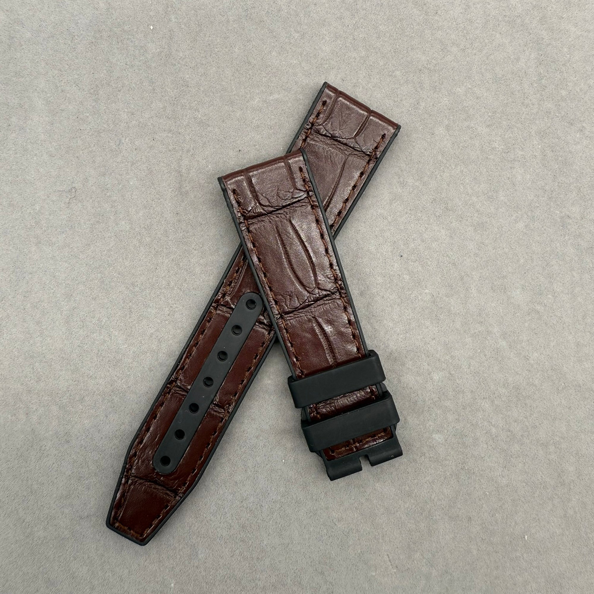 Fits IWC Pilot IW388116 IW388117 IW378009 IW328106 ALLIGATOR Leather with Rubber Lining Watch Strap