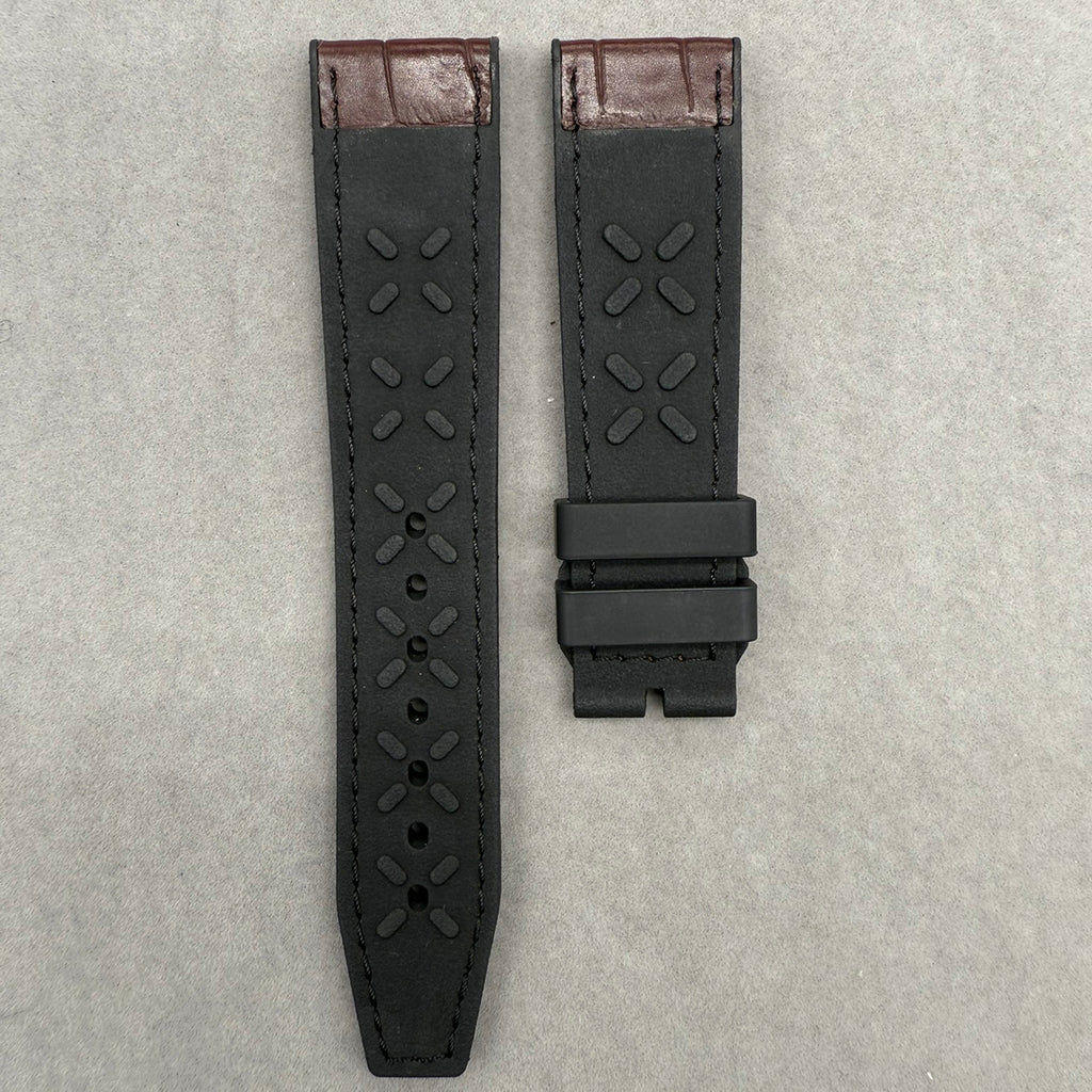 Fits IWC Pilot IW388116 IW388117 IW378009 IW328106 ALLIGATOR Leather with Rubber Lining Watch Strap