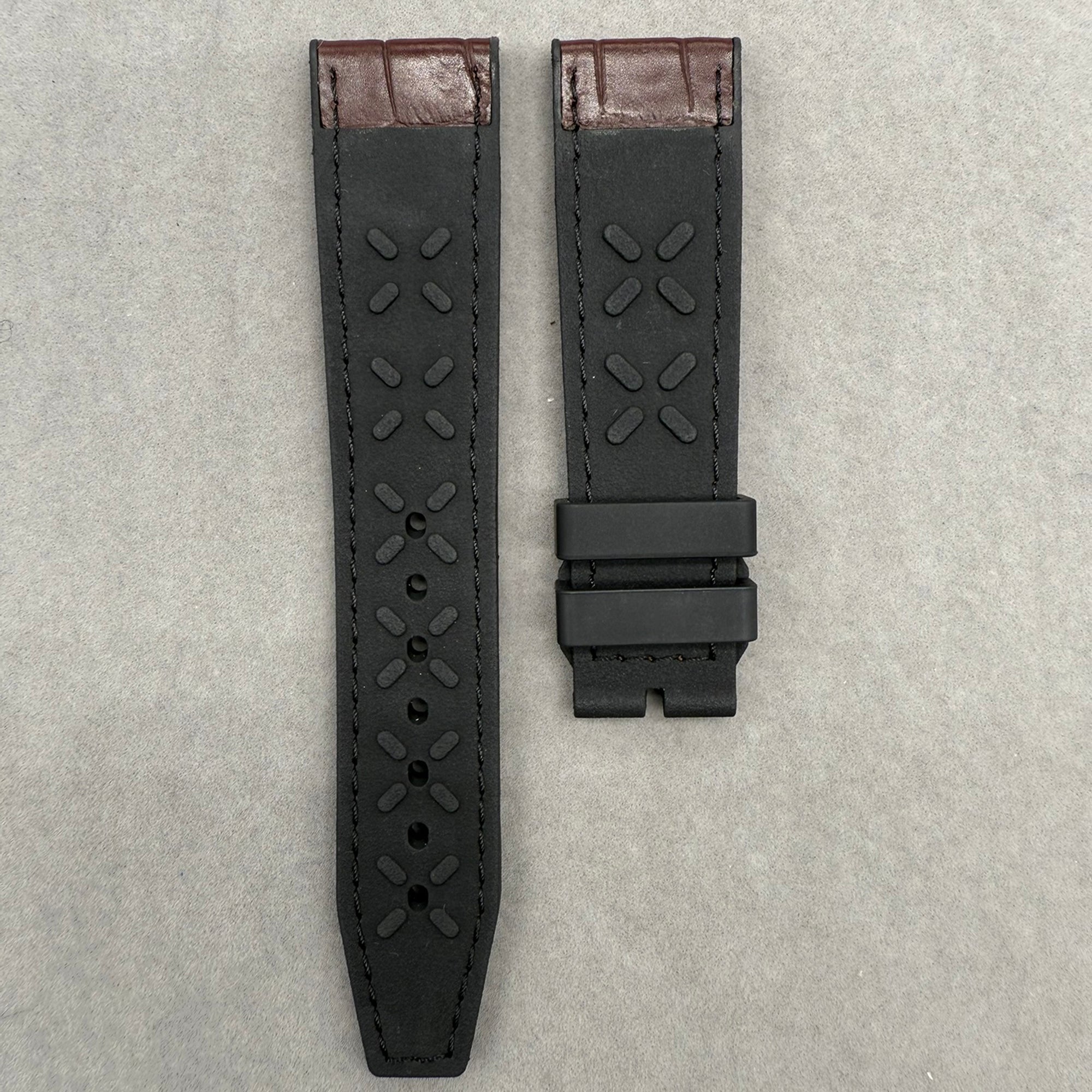 Fits IWC Pilot IW388116 IW388117 IW378009 IW328106 ALLIGATOR Leather with Rubber Lining Watch Strap