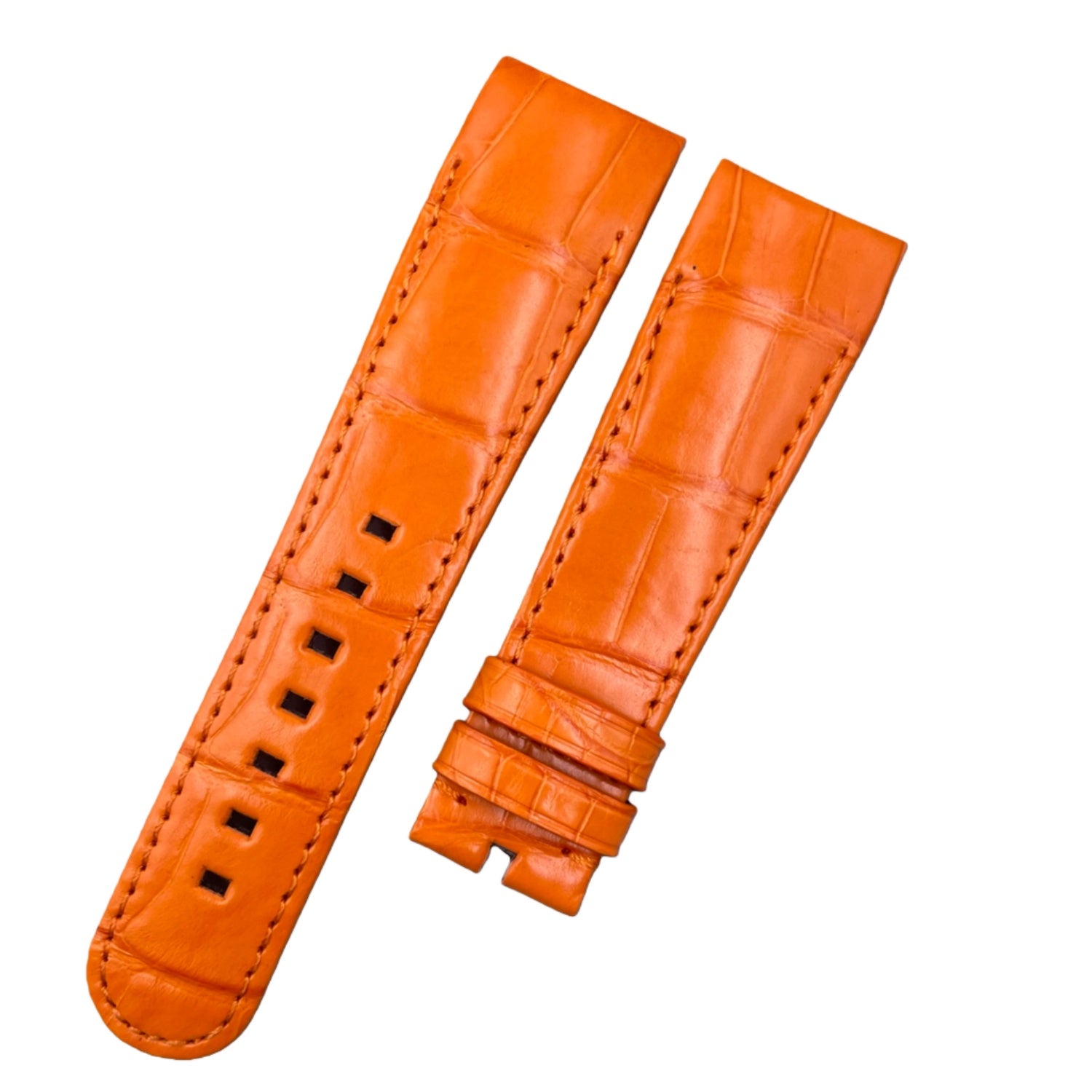 Compatible with Corum Bubble Orange Crocodile Leather WatchStrap