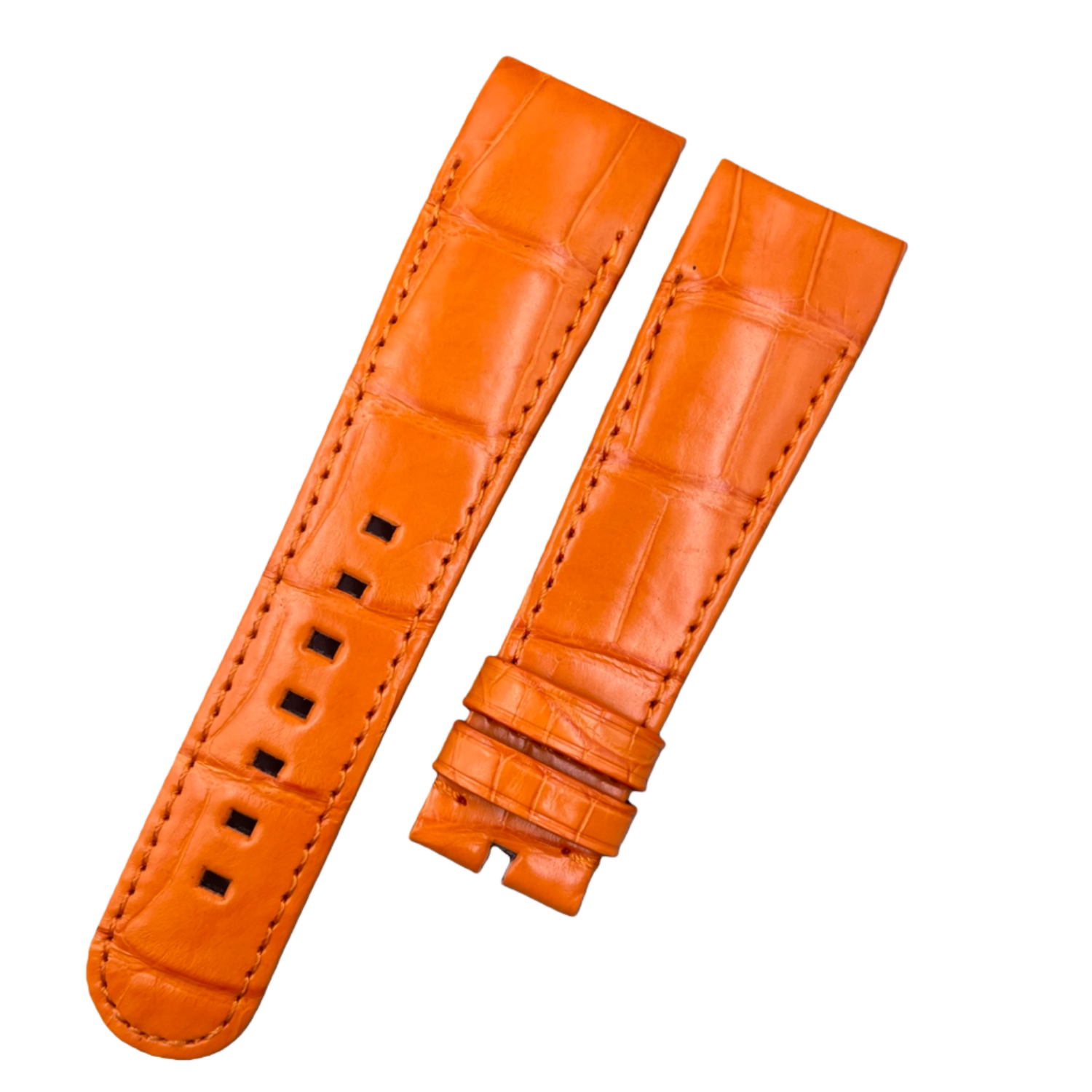 Compatible with Corum Bubble Orange Crocodile Leather WatchStrap