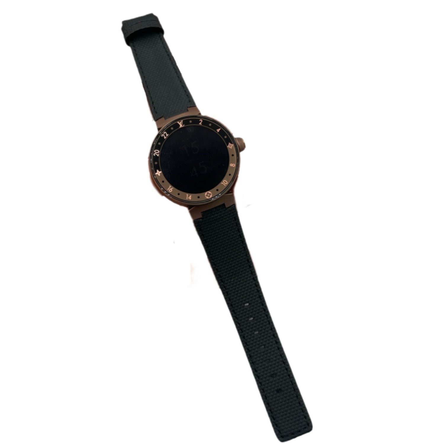 Fits LV Smart Watch Black Nylon Rubber Watch Strap