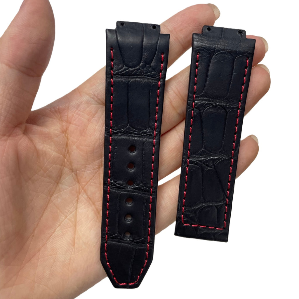 Compatible with Hublot Classic Fusion Red Line Black Double-sided ALLIGATOR Strap