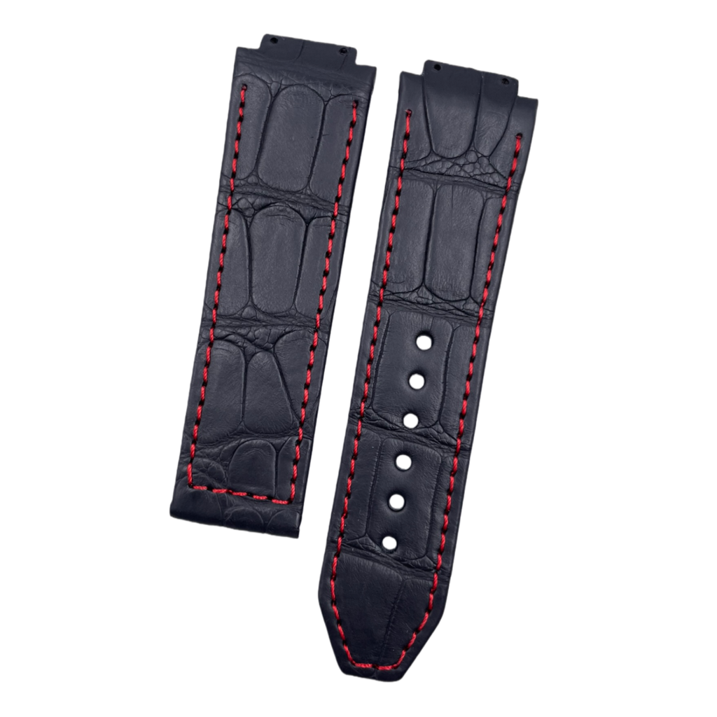 Compatible with Hublot Classic Fusion Red Line Black Double-sided ALLIGATOR Strap