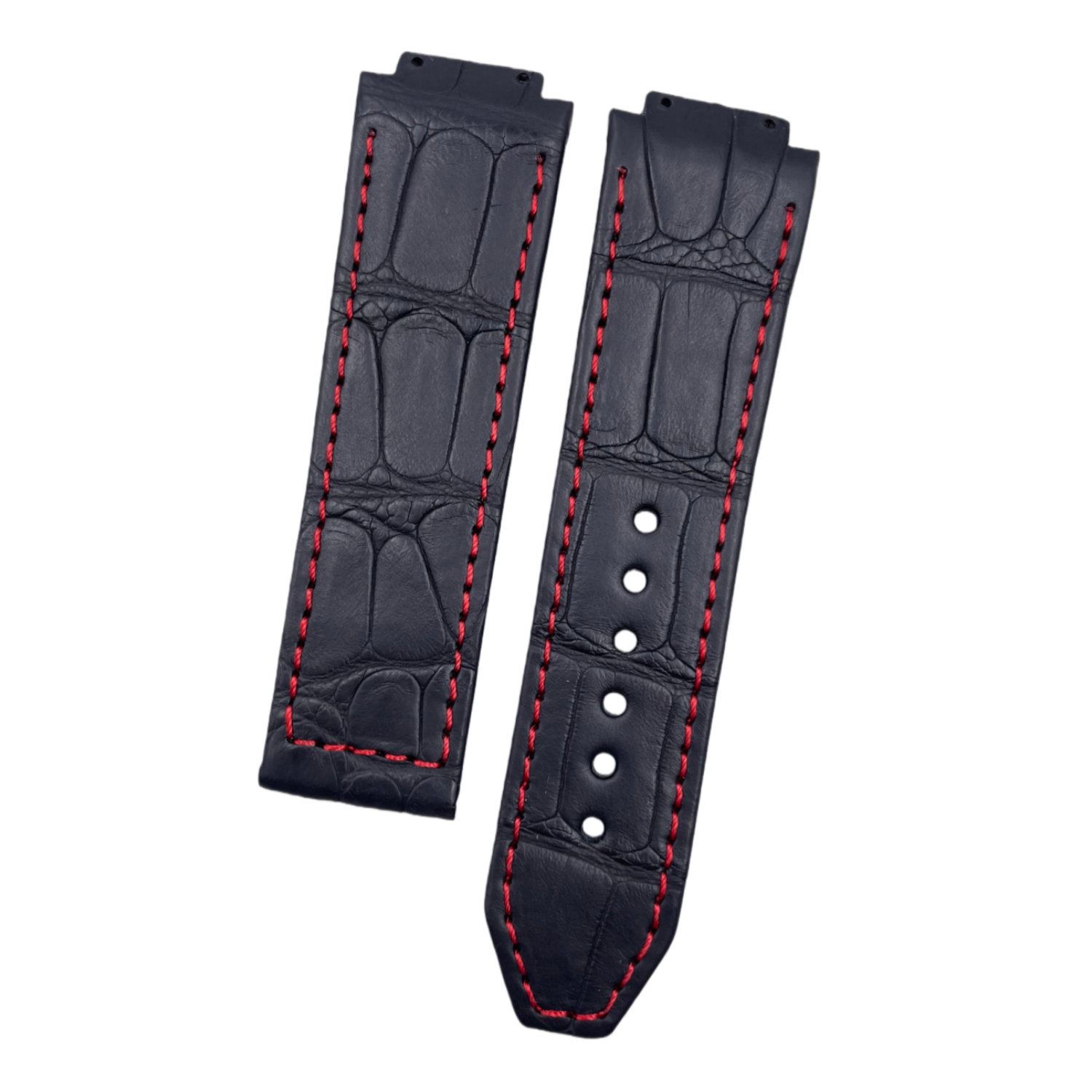 Compatible with Hublot Classic Fusion Red Line Black Double-sided ALLIGATOR Strap