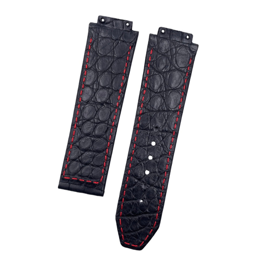 Compatible with Hublot Classic Fusion Red Line Black Double-sided ALLIGATOR Strap