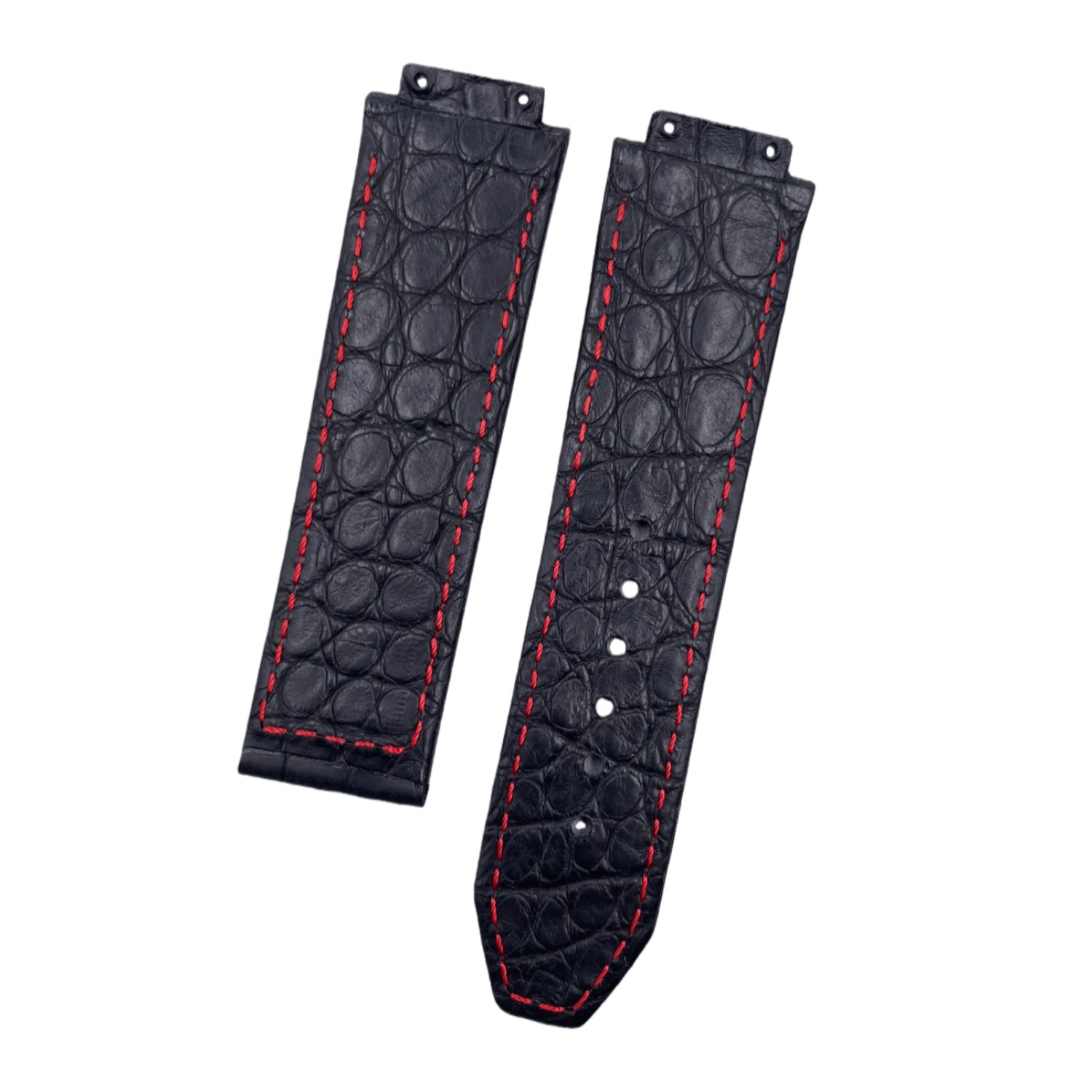 Compatible with Hublot Classic Fusion Red Line Black Double-sided ALLIGATOR Strap