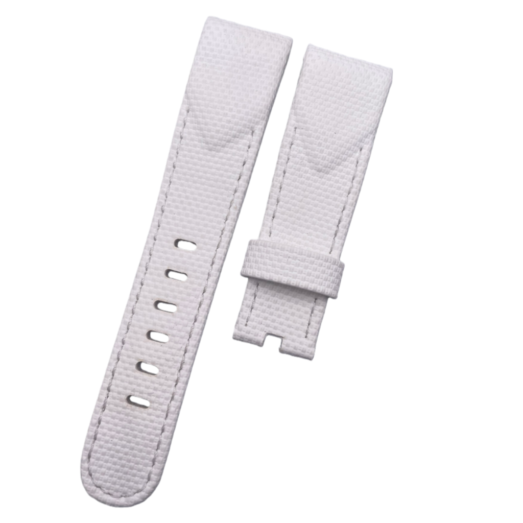 Fits Corum Admiral's Cup Legend 42 Chrono 116.101.36/0F61AN20 White Nylon Fluororubber Handmade Custom Rubber Watch Strap with End Grain