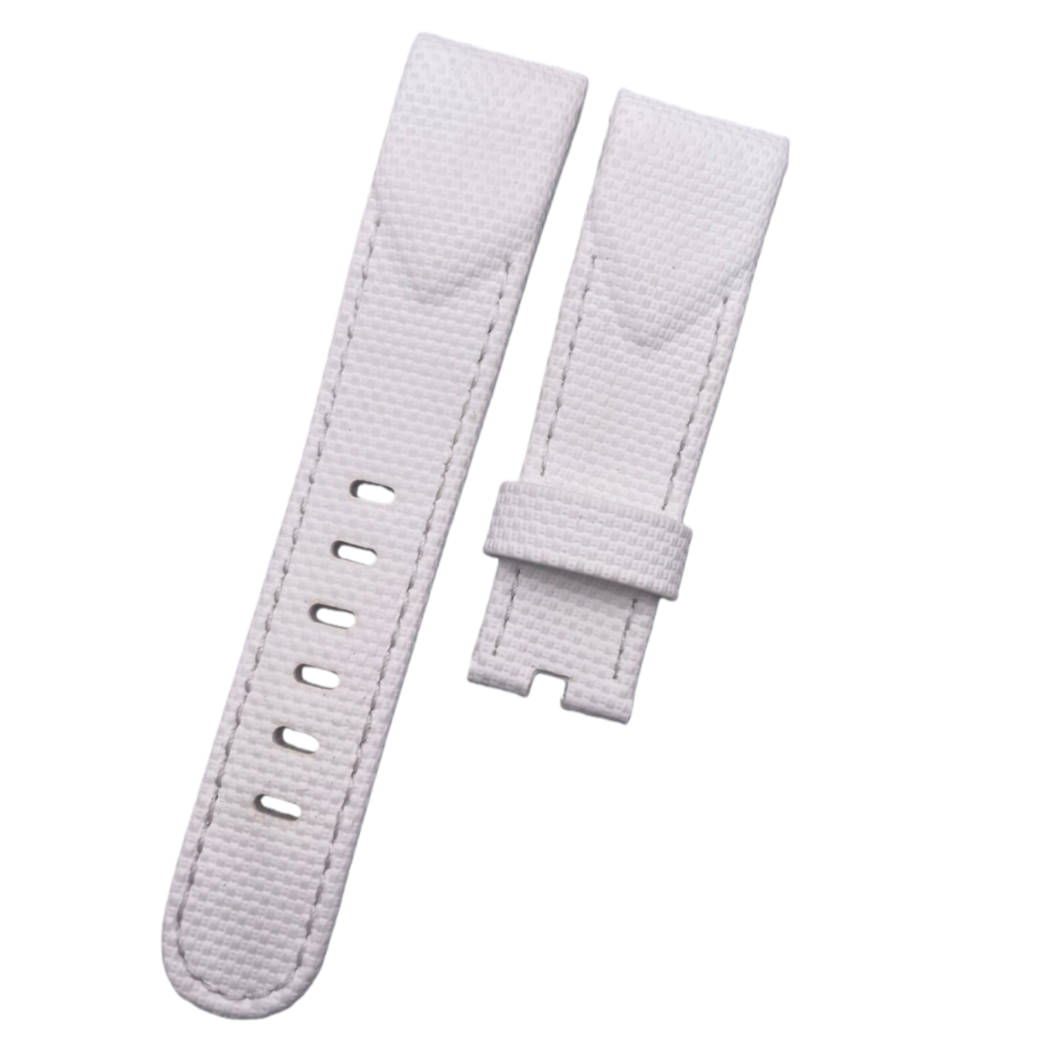 Fits Corum Admiral's Cup Legend 42 Chrono 116.101.36/0F61AN20 White Nylon Fluororubber Handmade Custom Rubber Watch Strap with End Grain