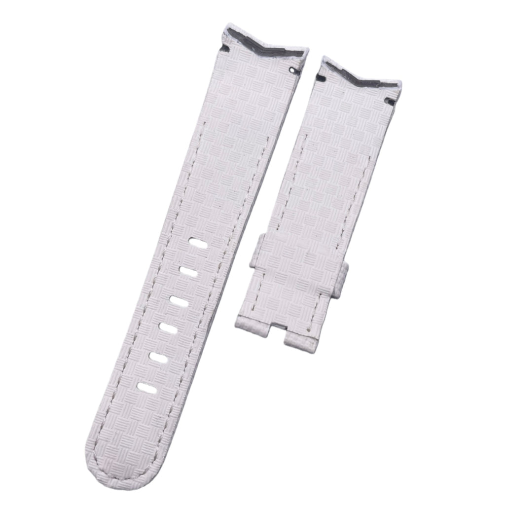 Fits Corum Admiral's Cup Legend 42 Chrono 116.101.36/0F61AN20 White Nylon Fluororubber Handmade Custom Rubber Watch Strap with End Grain