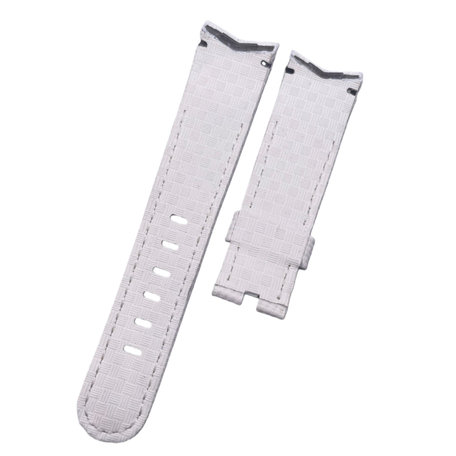 Fits Corum Admiral's Cup Legend 42 Chrono 116.101.36/0F61AN20 White Nylon Fluororubber Handmade Custom Rubber Watch Strap with End Grain