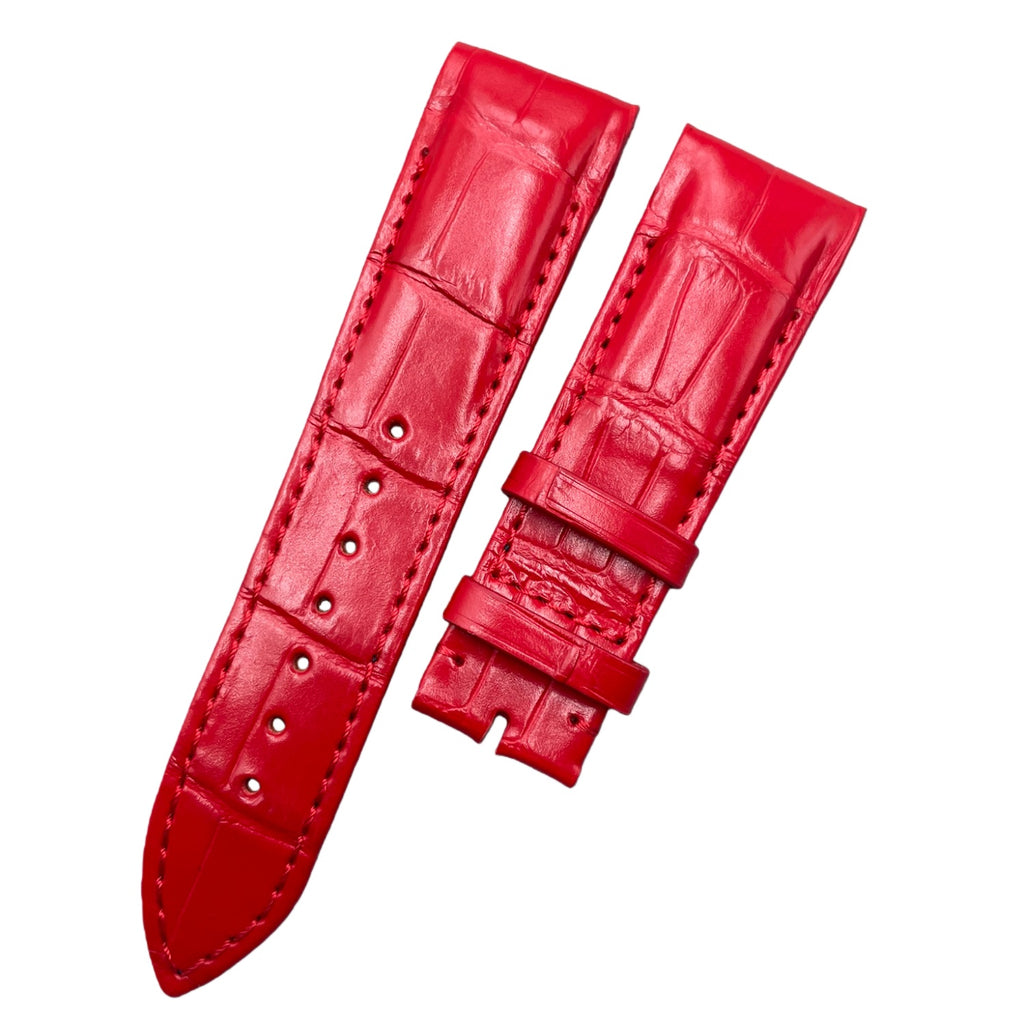 Alligator Leather Watch Strap for Franck Muller 8800/9900 Series - Custom Handmade Genuine Alligator Leather Strap with Red Gator Grain