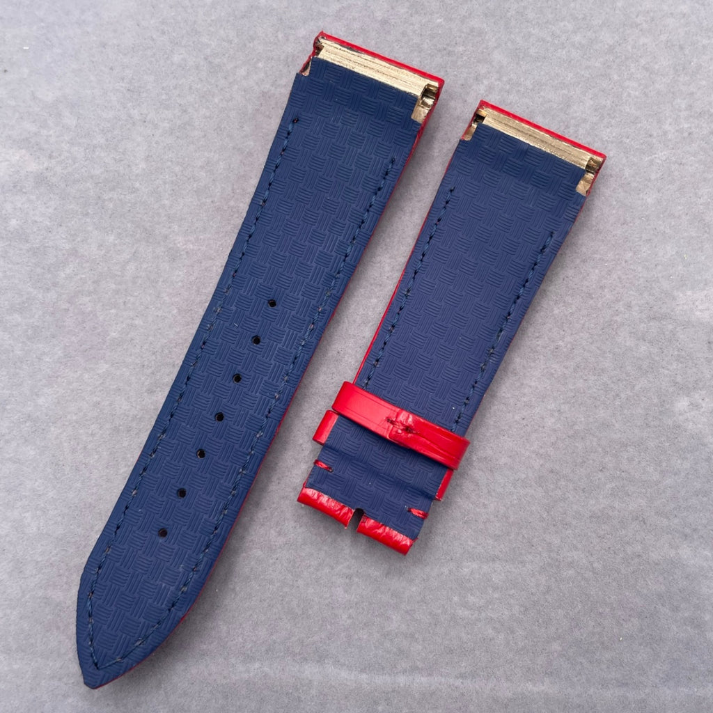 Alligator Leather Watch Strap for Franck Muller 8800/9900 Series - Custom Handmade Genuine Alligator Leather Strap with Red Gator Grain