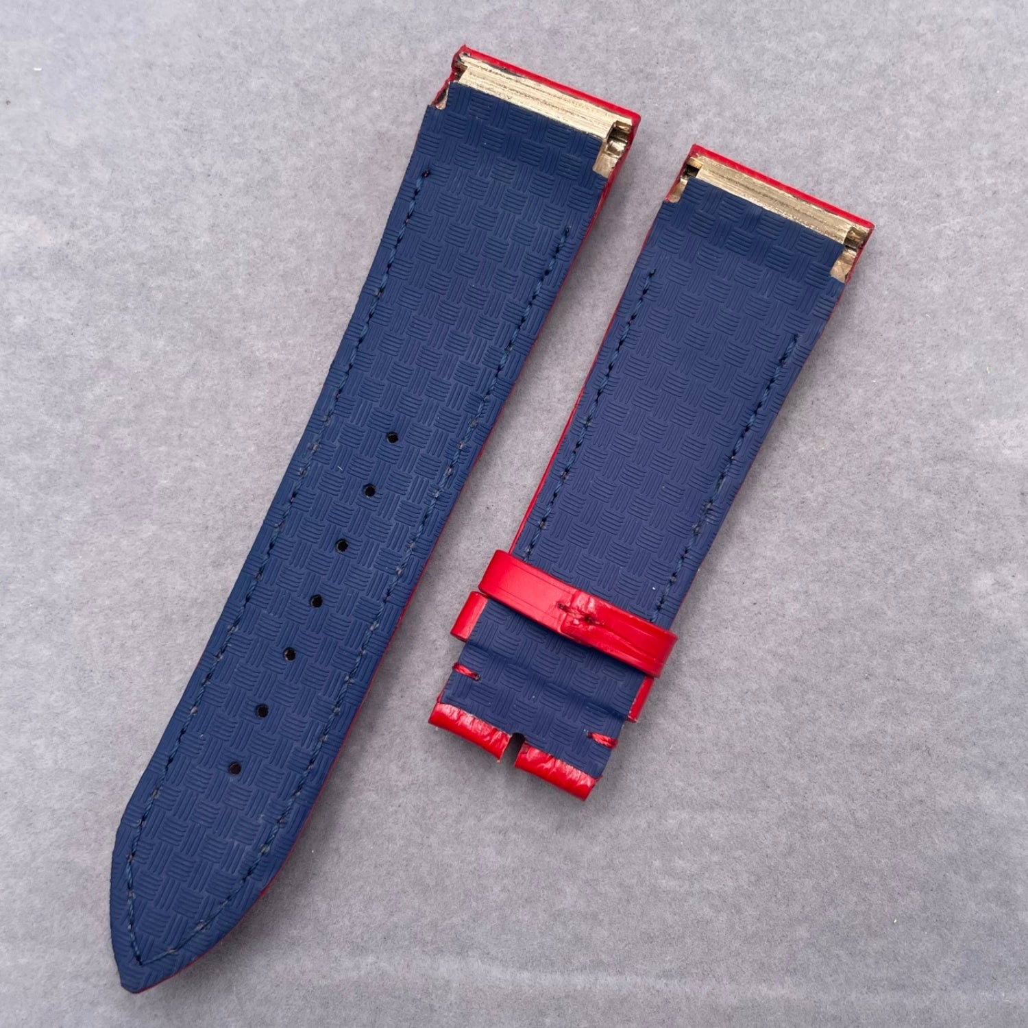 Alligator Leather Watch Strap for Franck Muller 8800/9900 Series - Custom Handmade Genuine Alligator Leather Strap with Red Gator Grain